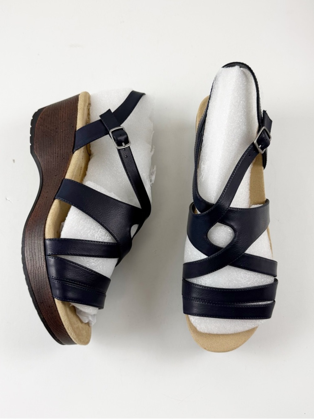 Easy Street Works Rosella Slip-Resistant Sandals Womens 12WW Navy Blue NEW